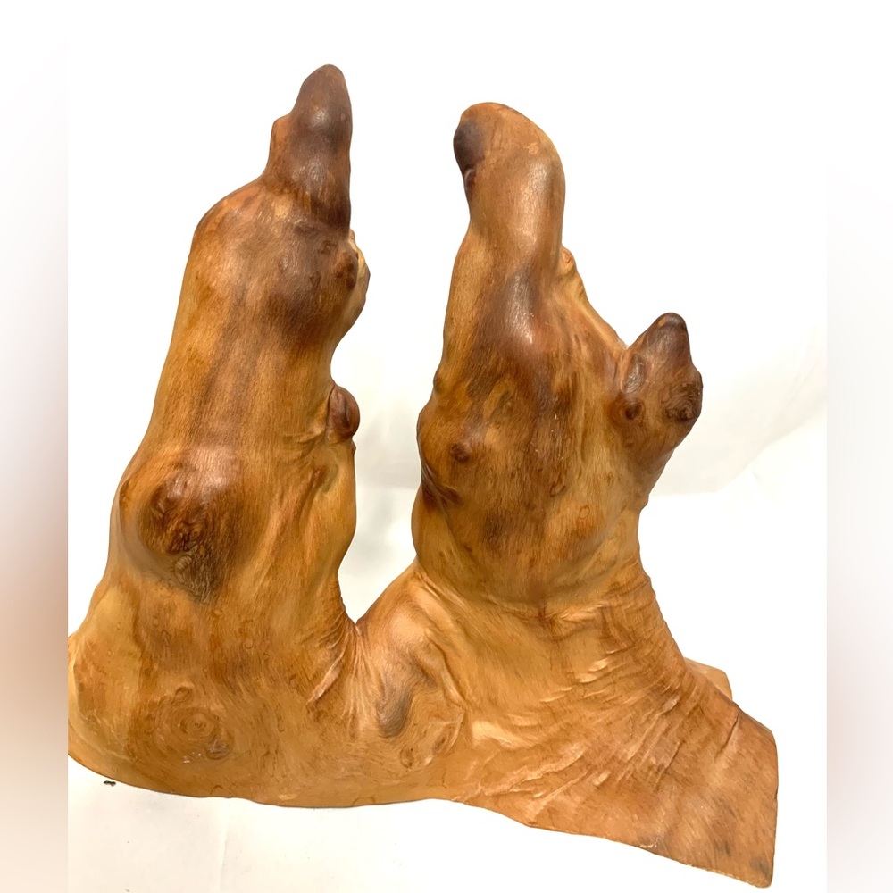 Mcm Double Cypress Knees Tree Root Wood Decor Sculpture 10.5”x12” Bare Wood.